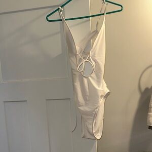 Shade & Shore White One-Piece Swimsuit with Front Tie